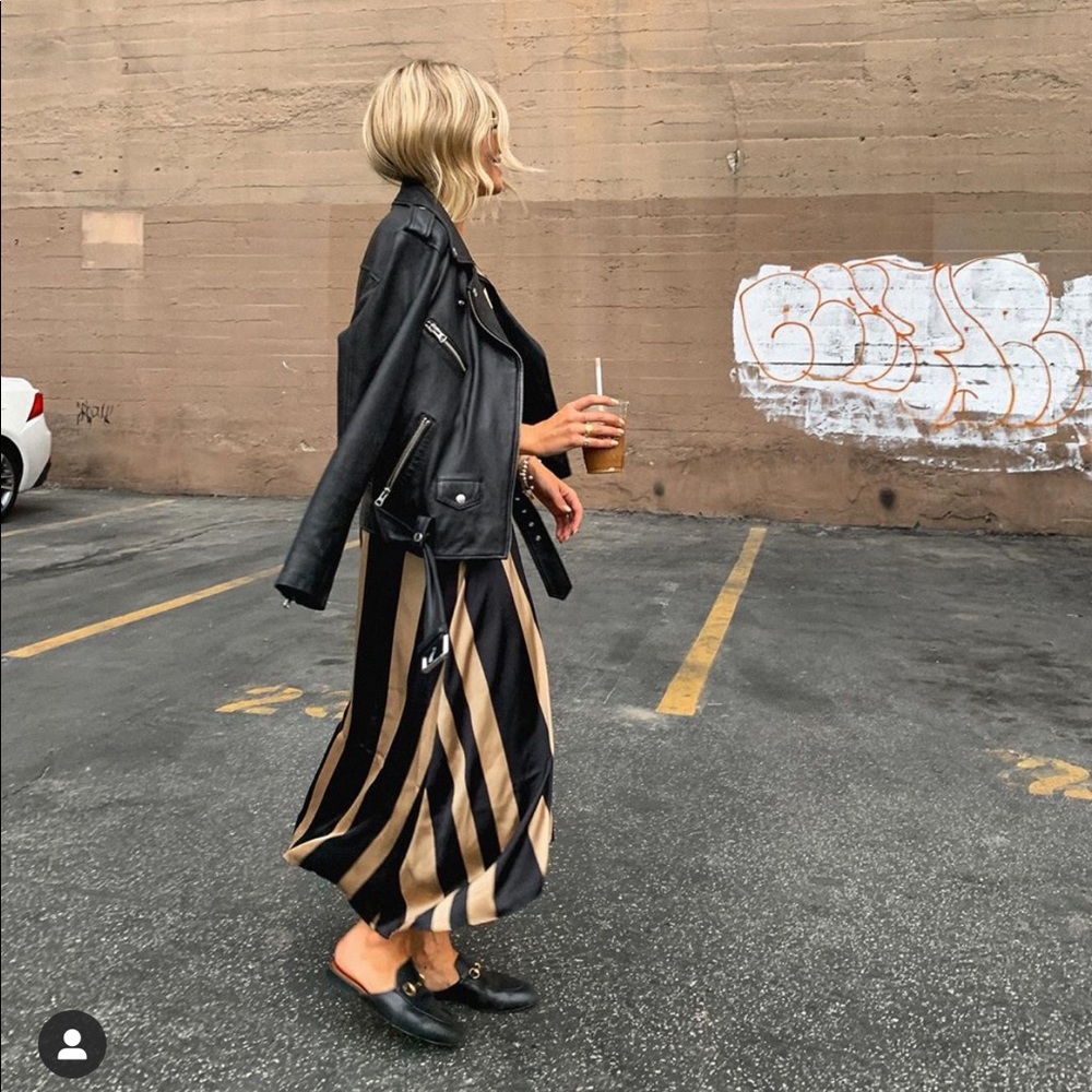 Black and gold silk midi dress